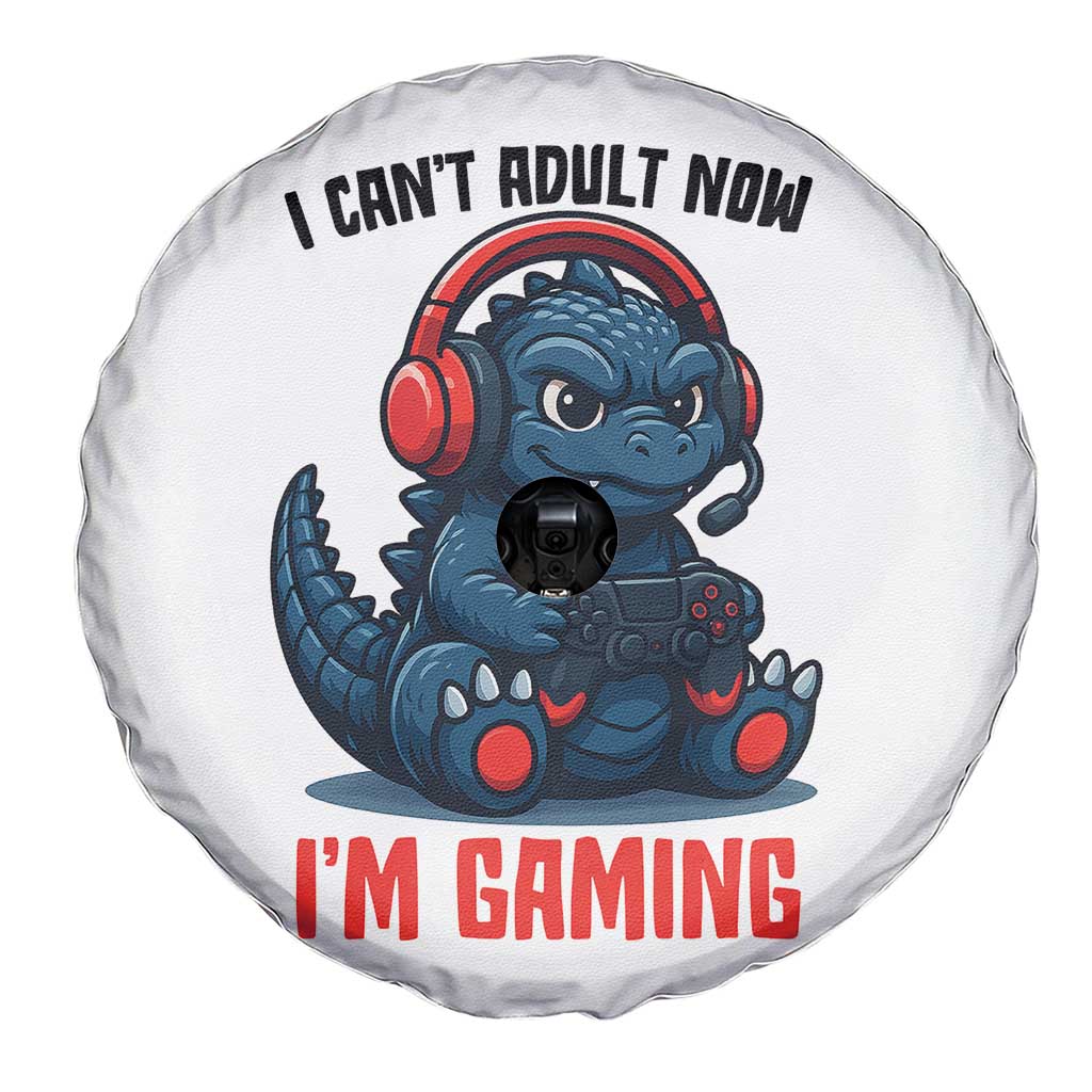 I Cant Adult Now Im Gaming Spare Tire Cover Funny Monster Playing Video Game - Wonder Print Shop