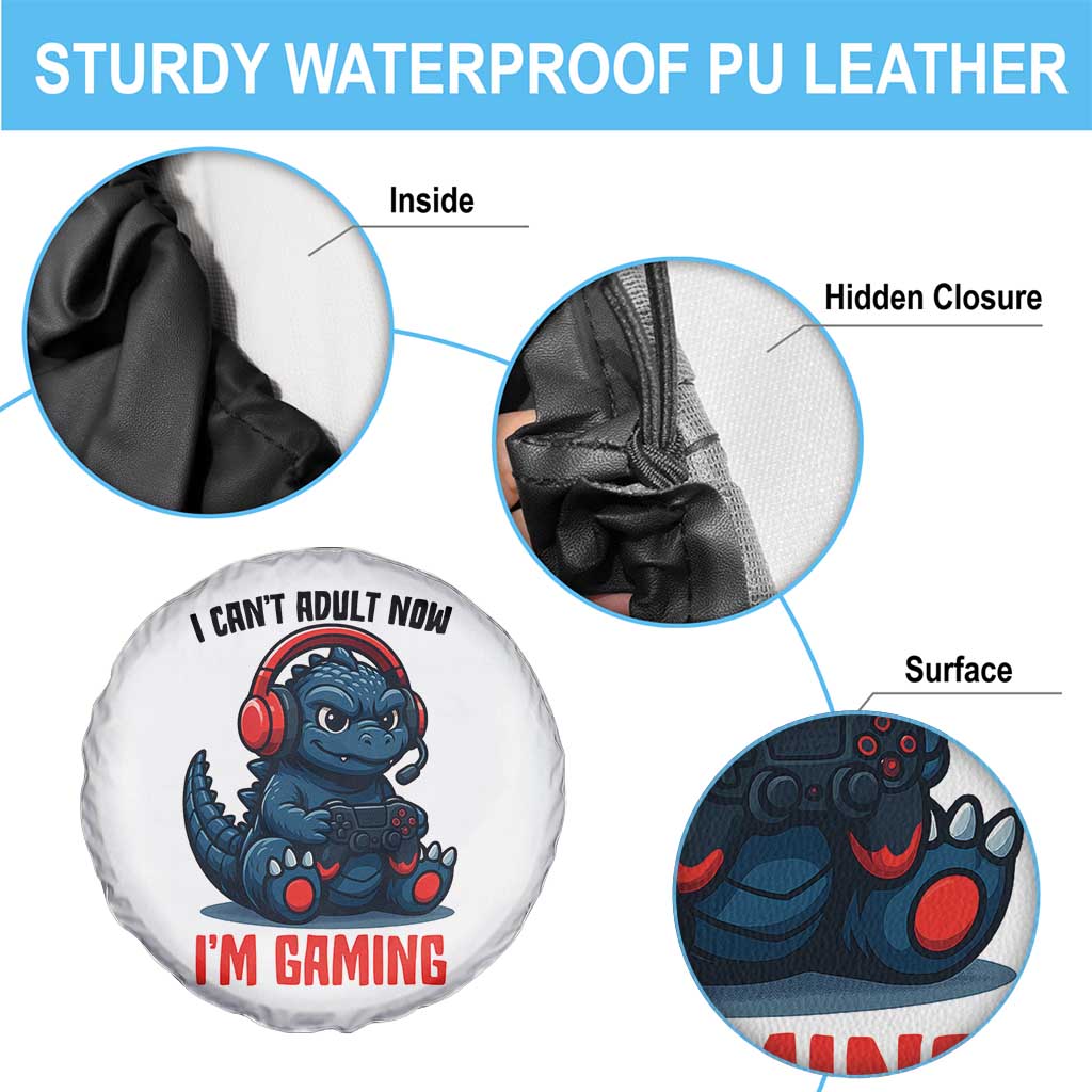 I Cant Adult Now Im Gaming Spare Tire Cover Funny Monster Playing Video Game - Wonder Print Shop