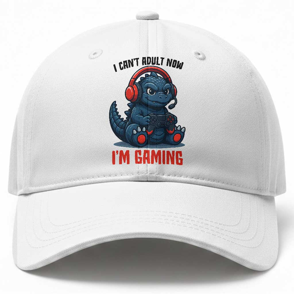 I Cant Adult Now Im Gaming Baseball Cap Funny Monster Playing Video Game