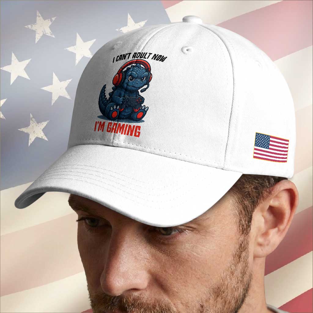 I Cant Adult Now Im Gaming Baseball Cap Funny Monster Playing Video Game