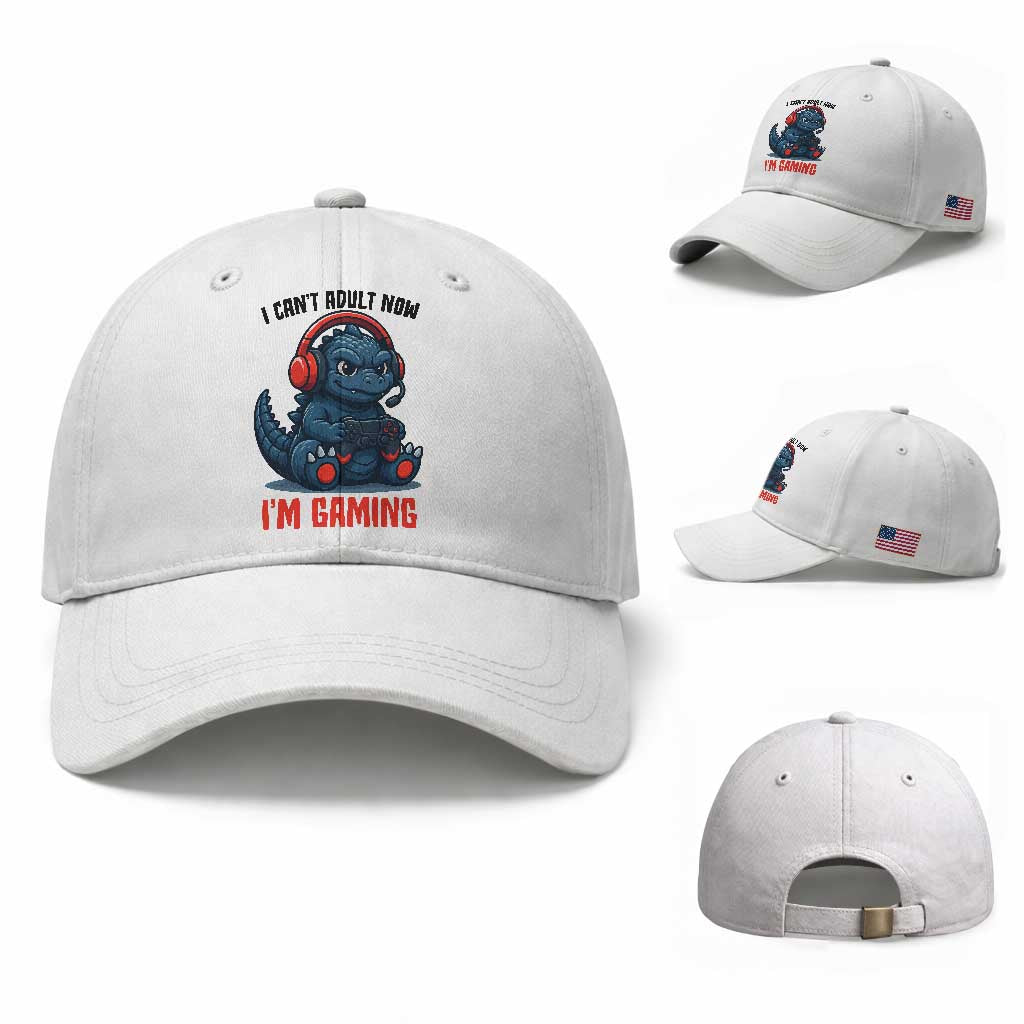 I Cant Adult Now Im Gaming Baseball Cap Funny Monster Playing Video Game
