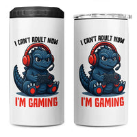 I Cant Adult Now Im Gaming 4 in 1 Can Cooler Tumbler Funny Monster Playing Video Game
