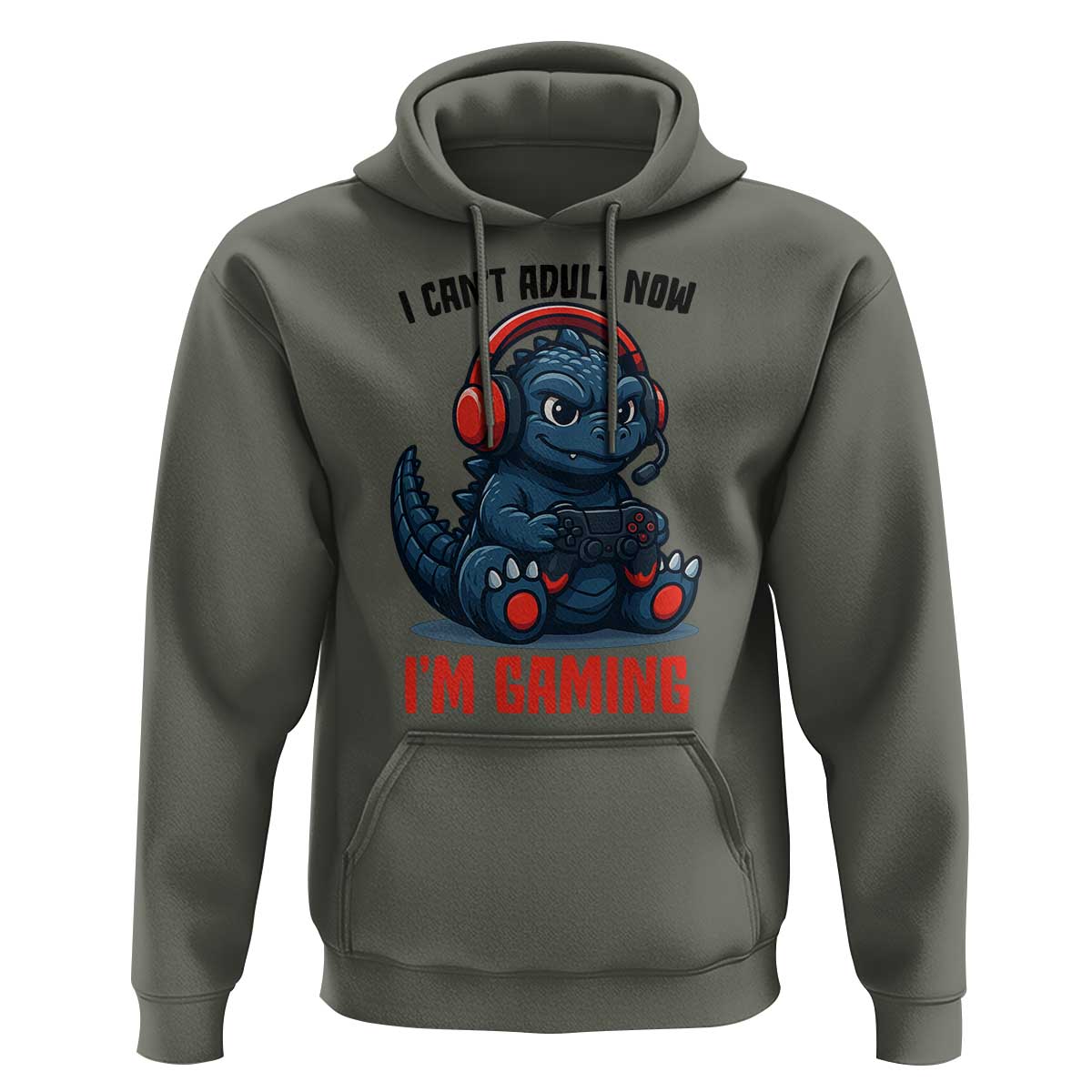 I Cant Adult Now Im Gaming Hoodie Funny Monster Playing Video Game - Wonder Print Shop