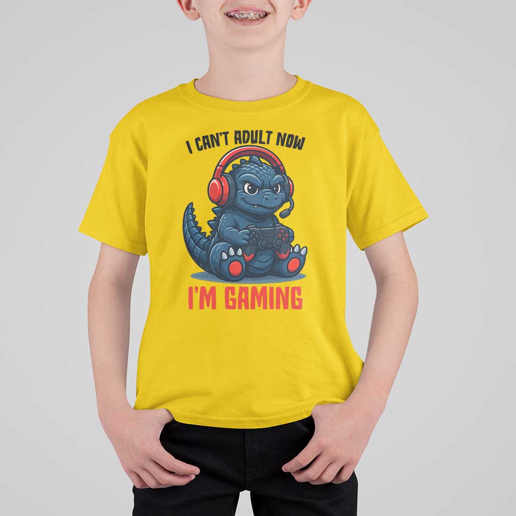 I Cant Adult Now Im Gaming T Shirt For Kid Funny Monster Playing Video Game - Wonder Print Shop
