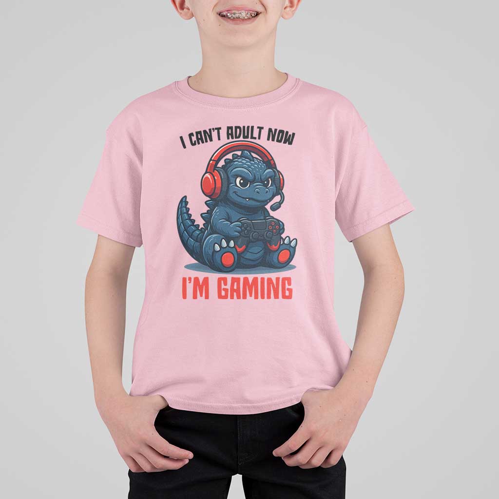 I Cant Adult Now Im Gaming T Shirt For Kid Funny Monster Playing Video Game - Wonder Print Shop