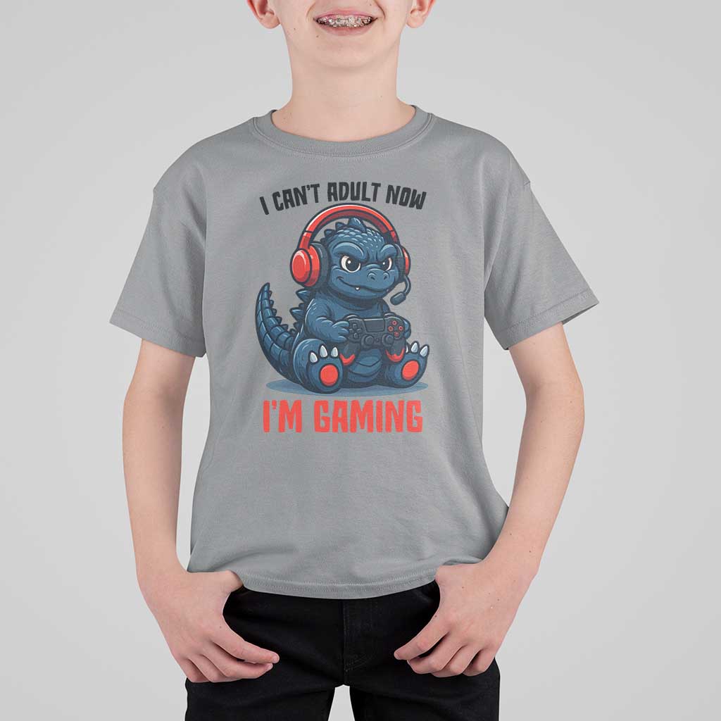 I Cant Adult Now Im Gaming T Shirt For Kid Funny Monster Playing Video Game - Wonder Print Shop