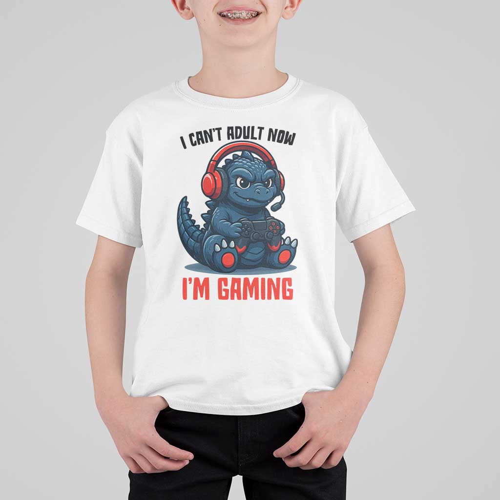 I Cant Adult Now Im Gaming T Shirt For Kid Funny Monster Playing Video Game - Wonder Print Shop