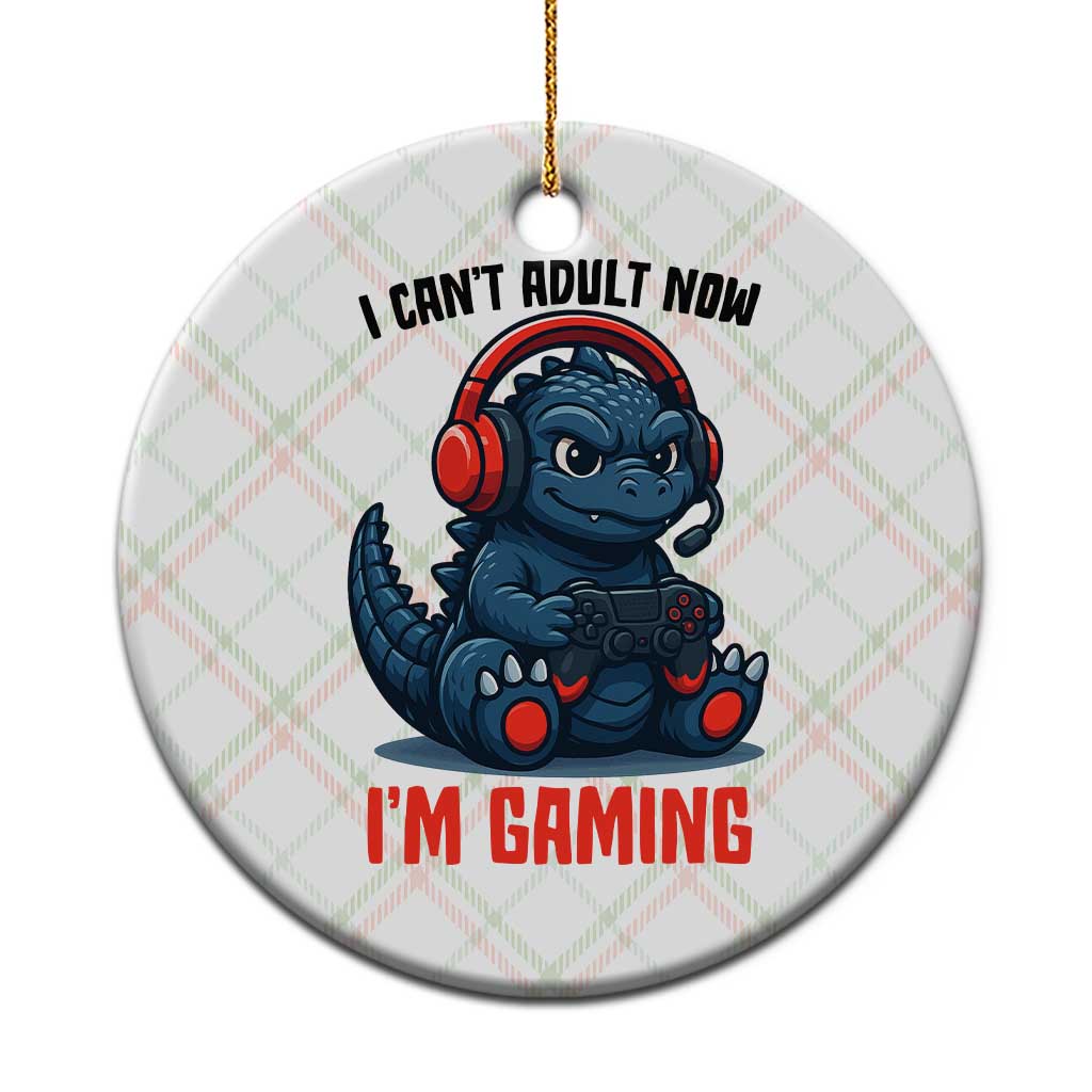 I Cant Adult Now Im Gaming Ceramic Ornament Funny Monster Playing Video Game - Wonder Print Shop