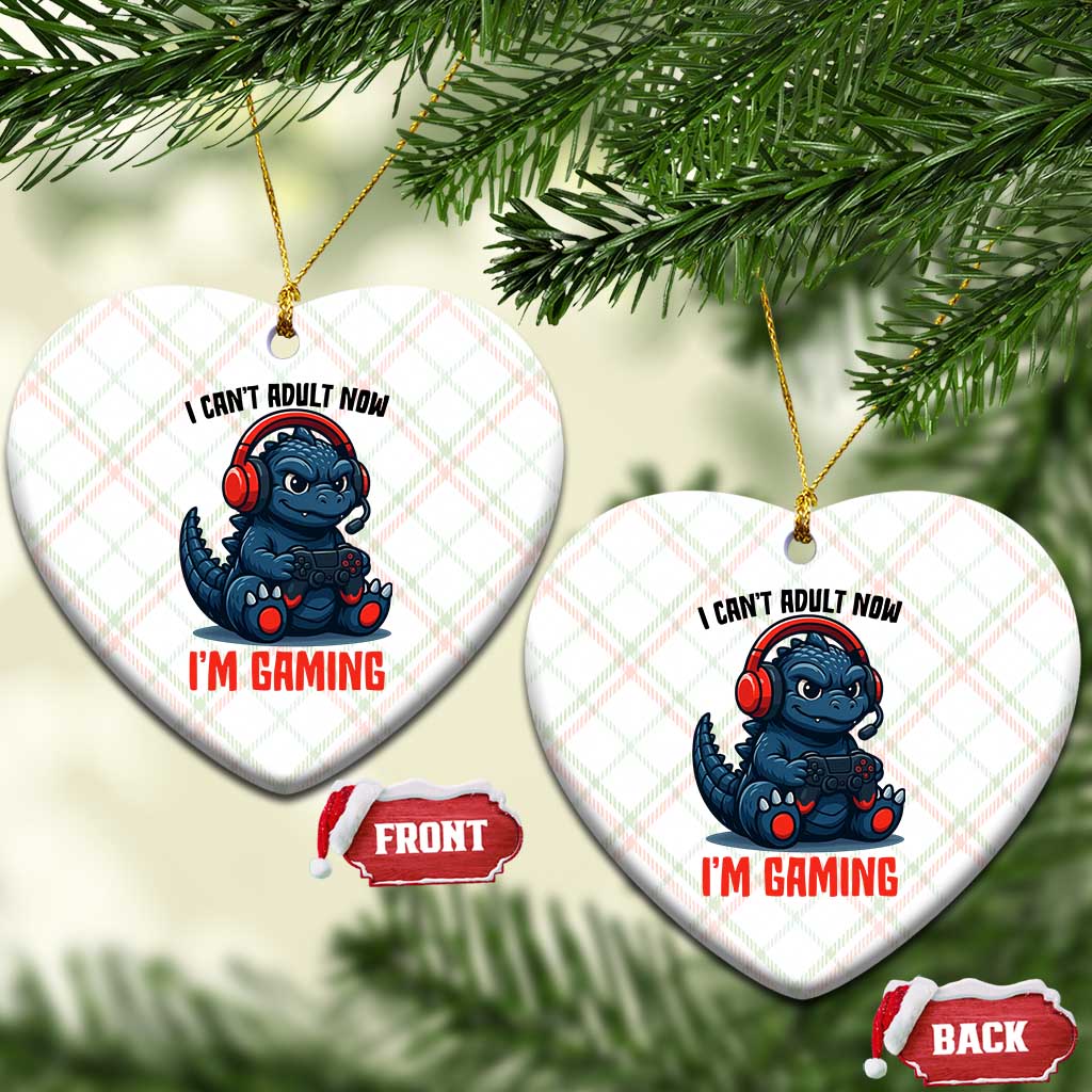 I Cant Adult Now Im Gaming Ceramic Ornament Funny Monster Playing Video Game - Wonder Print Shop