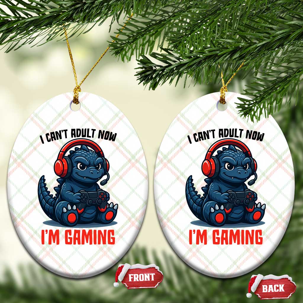 I Cant Adult Now Im Gaming Ceramic Ornament Funny Monster Playing Video Game - Wonder Print Shop