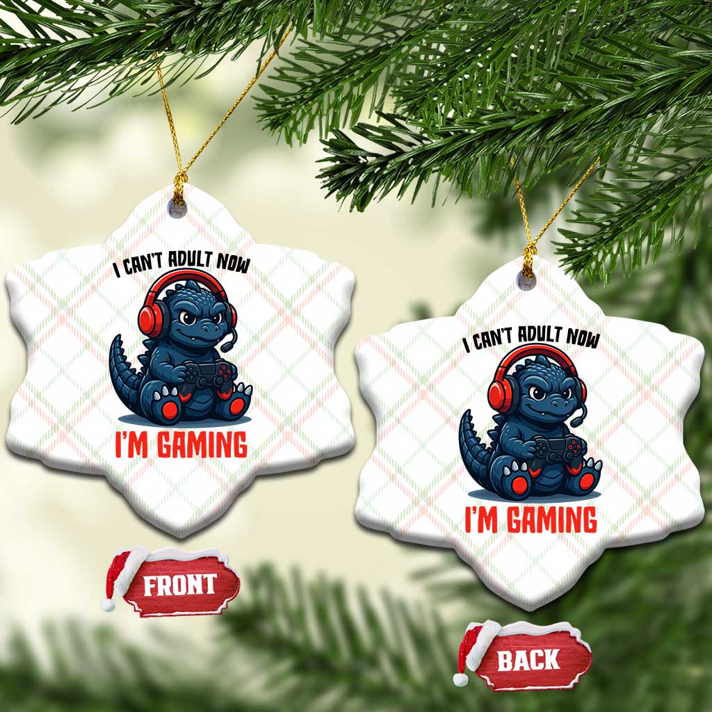 I Cant Adult Now Im Gaming Ceramic Ornament Funny Monster Playing Video Game - Wonder Print Shop
