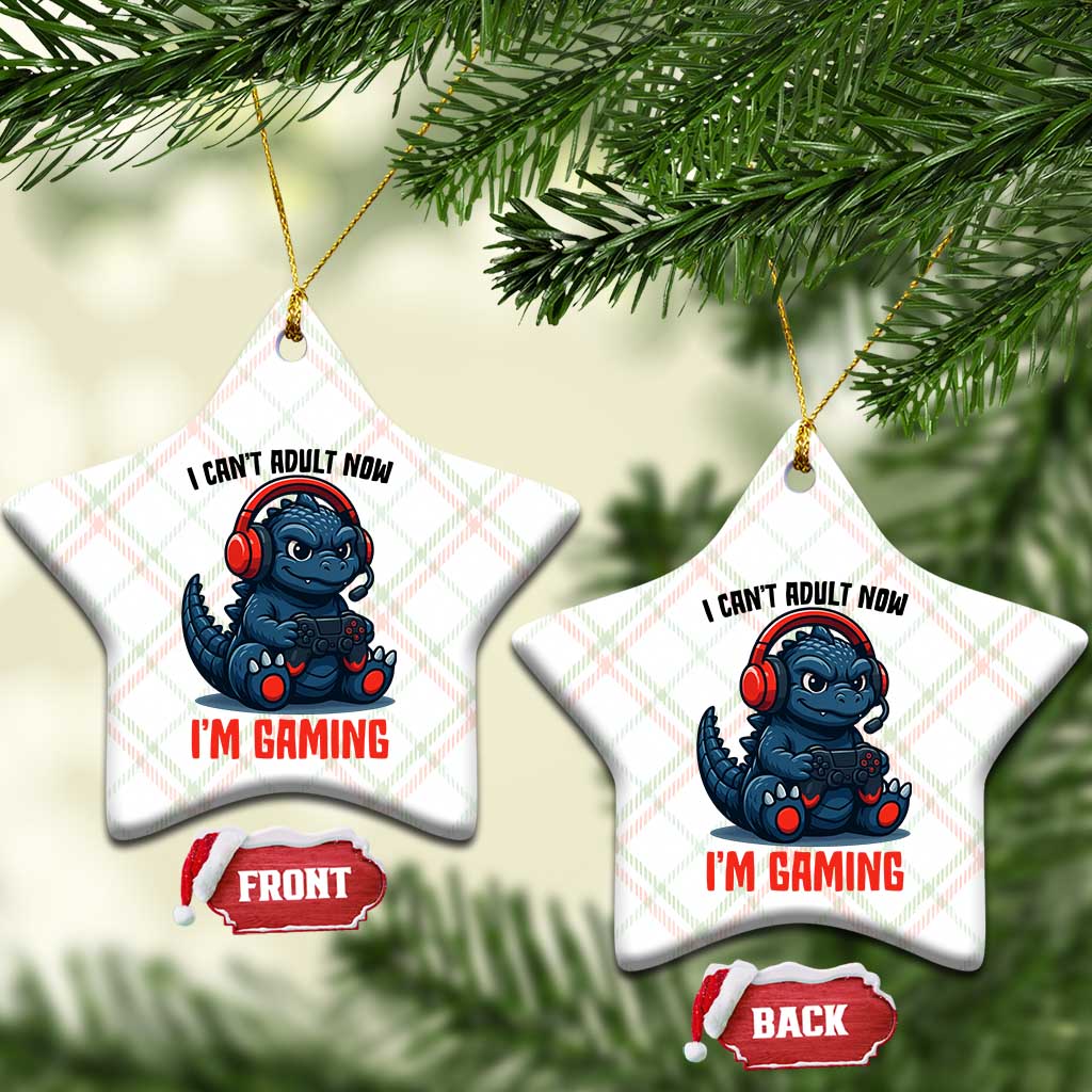 I Cant Adult Now Im Gaming Ceramic Ornament Funny Monster Playing Video Game - Wonder Print Shop