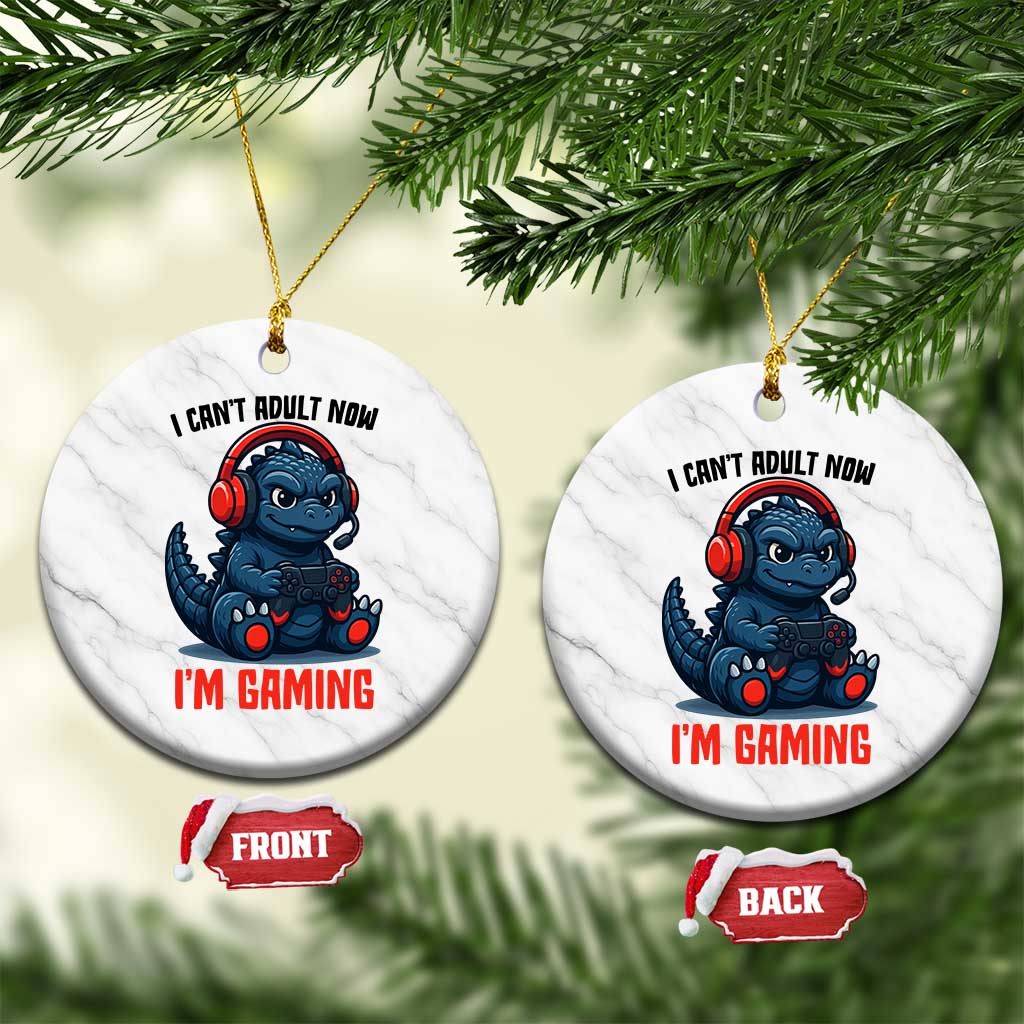 I Cant Adult Now Im Gaming Ceramic Ornament Funny Monster Playing Video Game - Wonder Print Shop