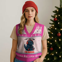I Cant Adult Now Im Gaming V-Neck Knit Sweater Vest Funny Monster Playing Video Game - Wonder Print Shop