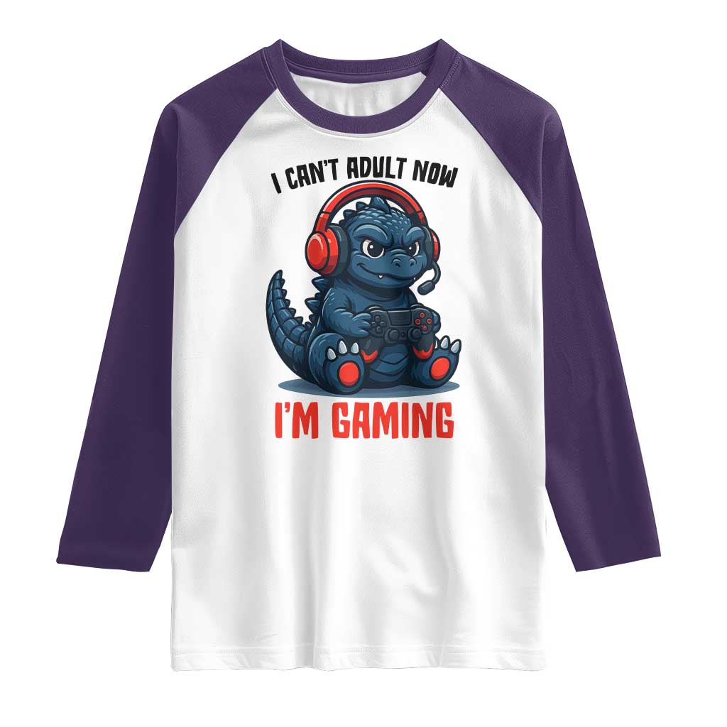 I Cant Adult Now Im Gaming Raglan Shirt Funny Monster Playing Video Game - Wonder Print Shop