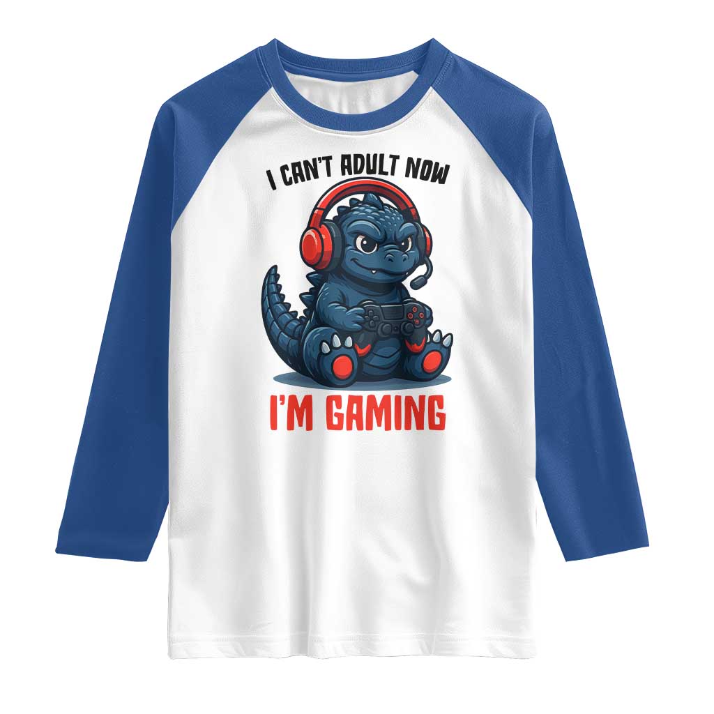 I Cant Adult Now Im Gaming Raglan Shirt Funny Monster Playing Video Game - Wonder Print Shop