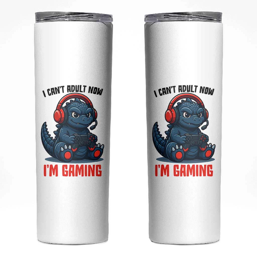 I Cant Adult Now Im Gaming Skinny Tumbler Funny Monster Playing Video Game