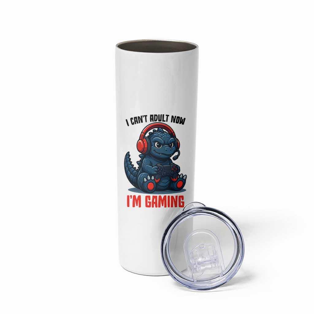 I Cant Adult Now Im Gaming Skinny Tumbler Funny Monster Playing Video Game