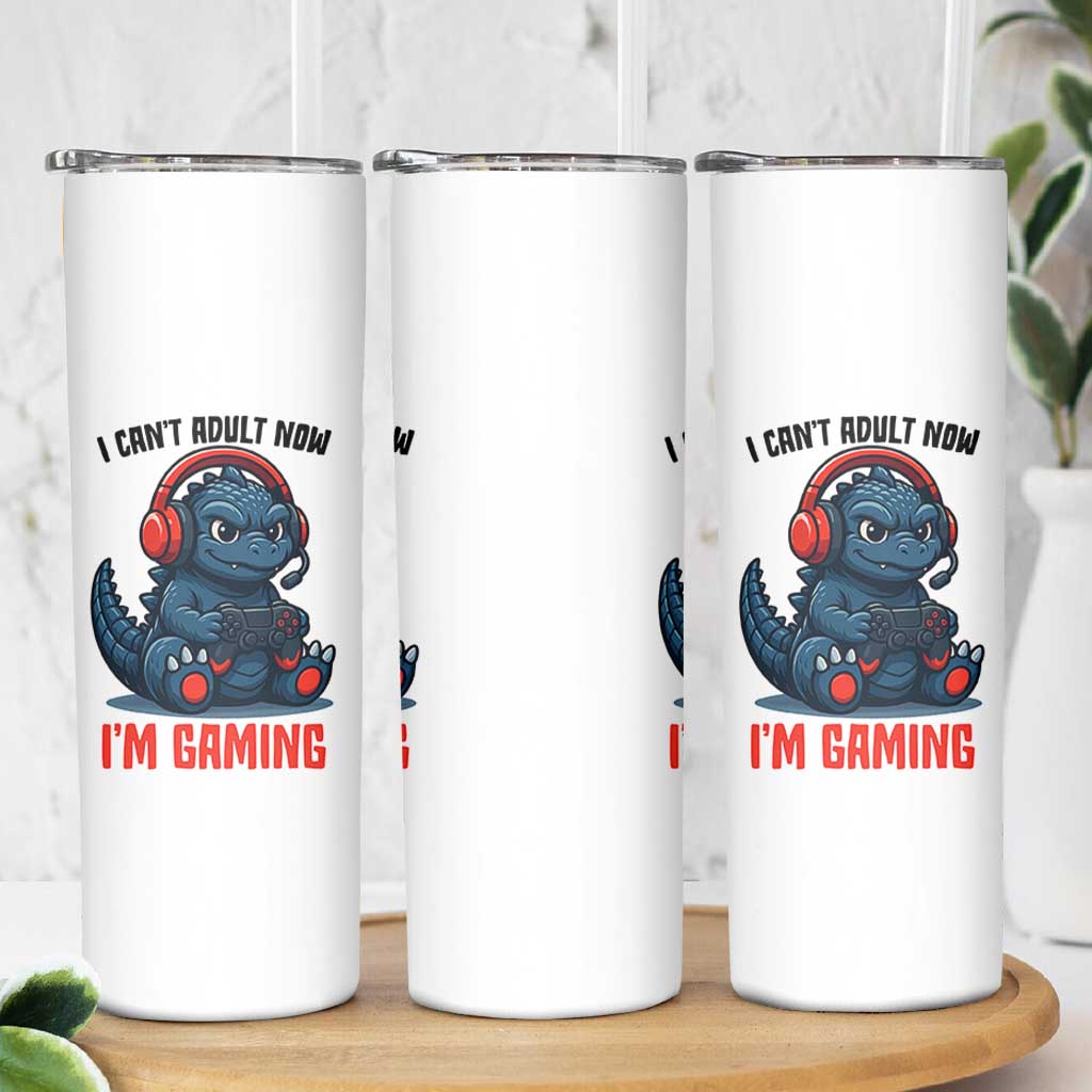 I Cant Adult Now Im Gaming Skinny Tumbler Funny Monster Playing Video Game