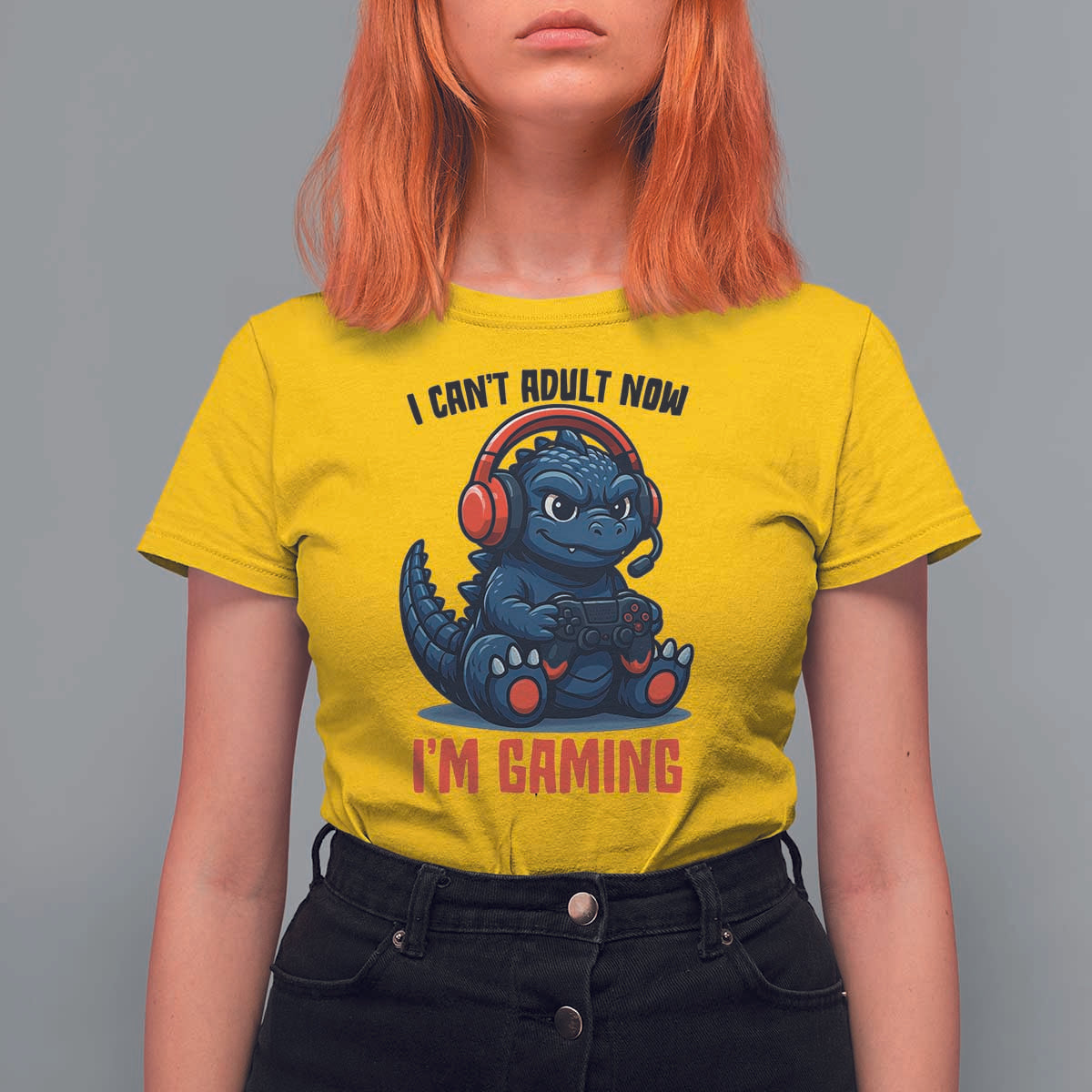 I Cant Adult Now Im Gaming T Shirt For Women Funny Monster Playing Video Game - Wonder Print Shop