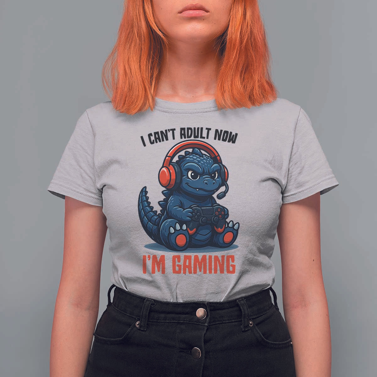 I Cant Adult Now Im Gaming T Shirt For Women Funny Monster Playing Video Game - Wonder Print Shop
