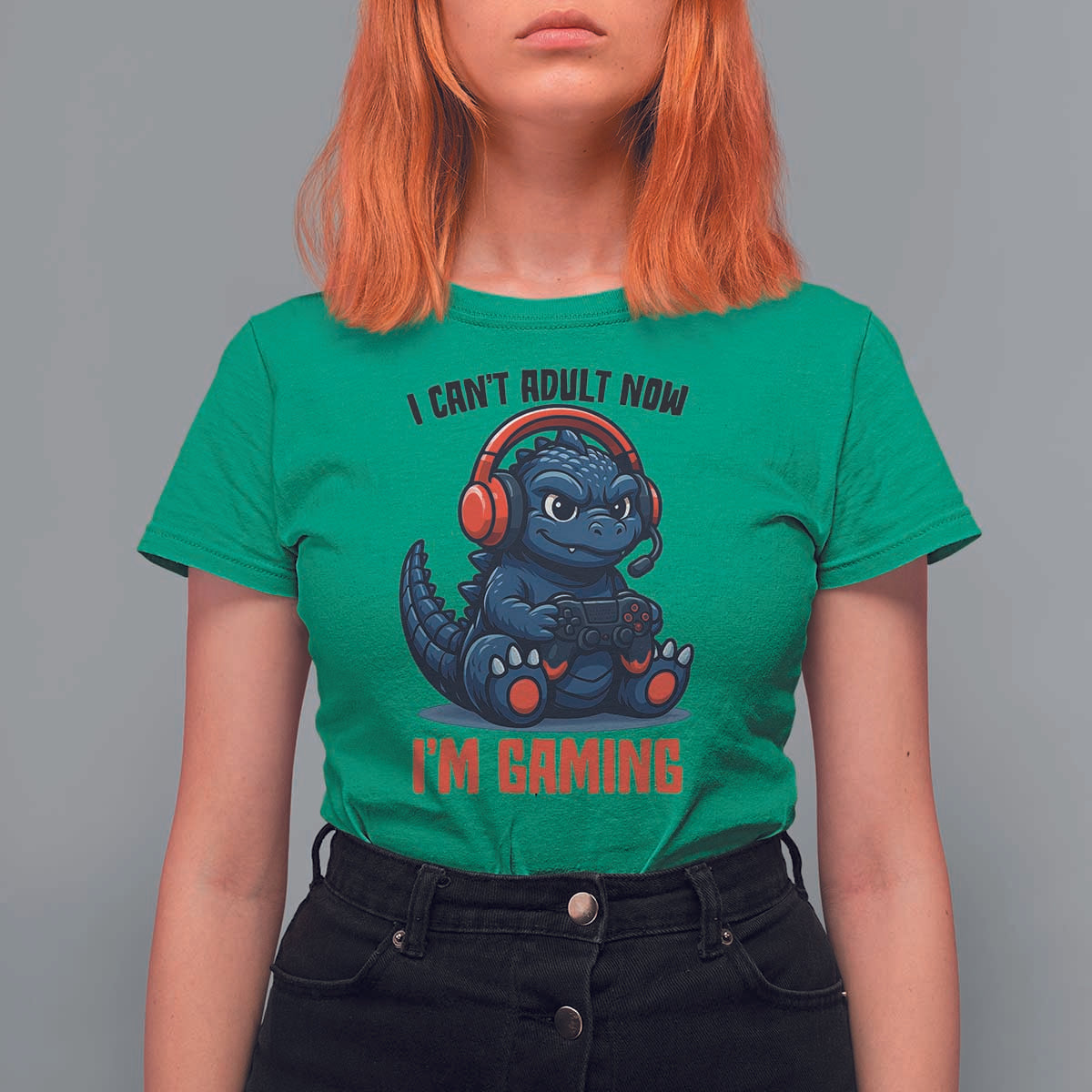 I Cant Adult Now Im Gaming T Shirt For Women Funny Monster Playing Video Game - Wonder Print Shop