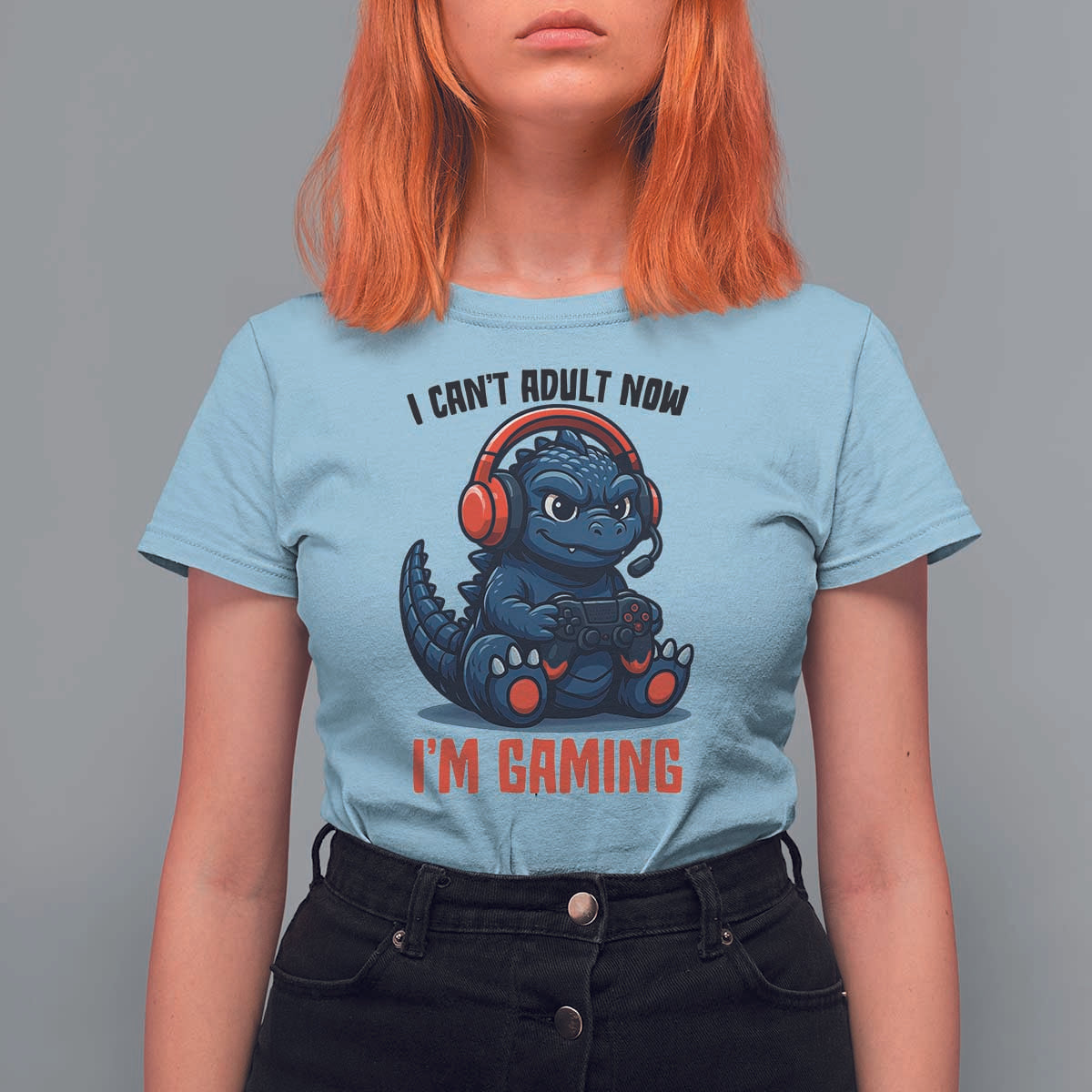 I Cant Adult Now Im Gaming T Shirt For Women Funny Monster Playing Video Game - Wonder Print Shop