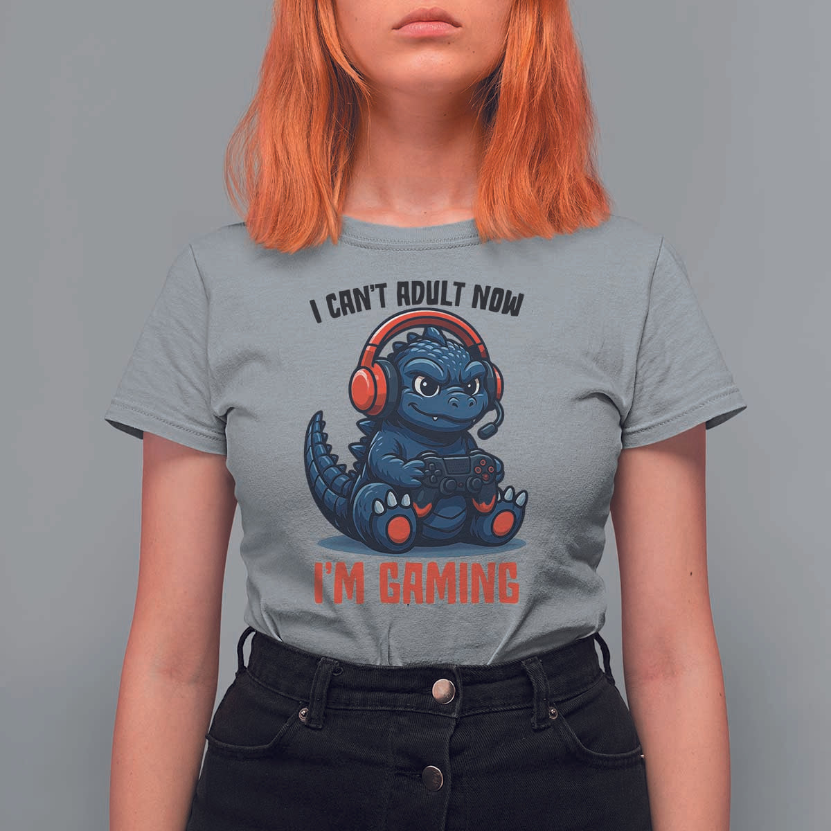 I Cant Adult Now Im Gaming T Shirt For Women Funny Monster Playing Video Game - Wonder Print Shop