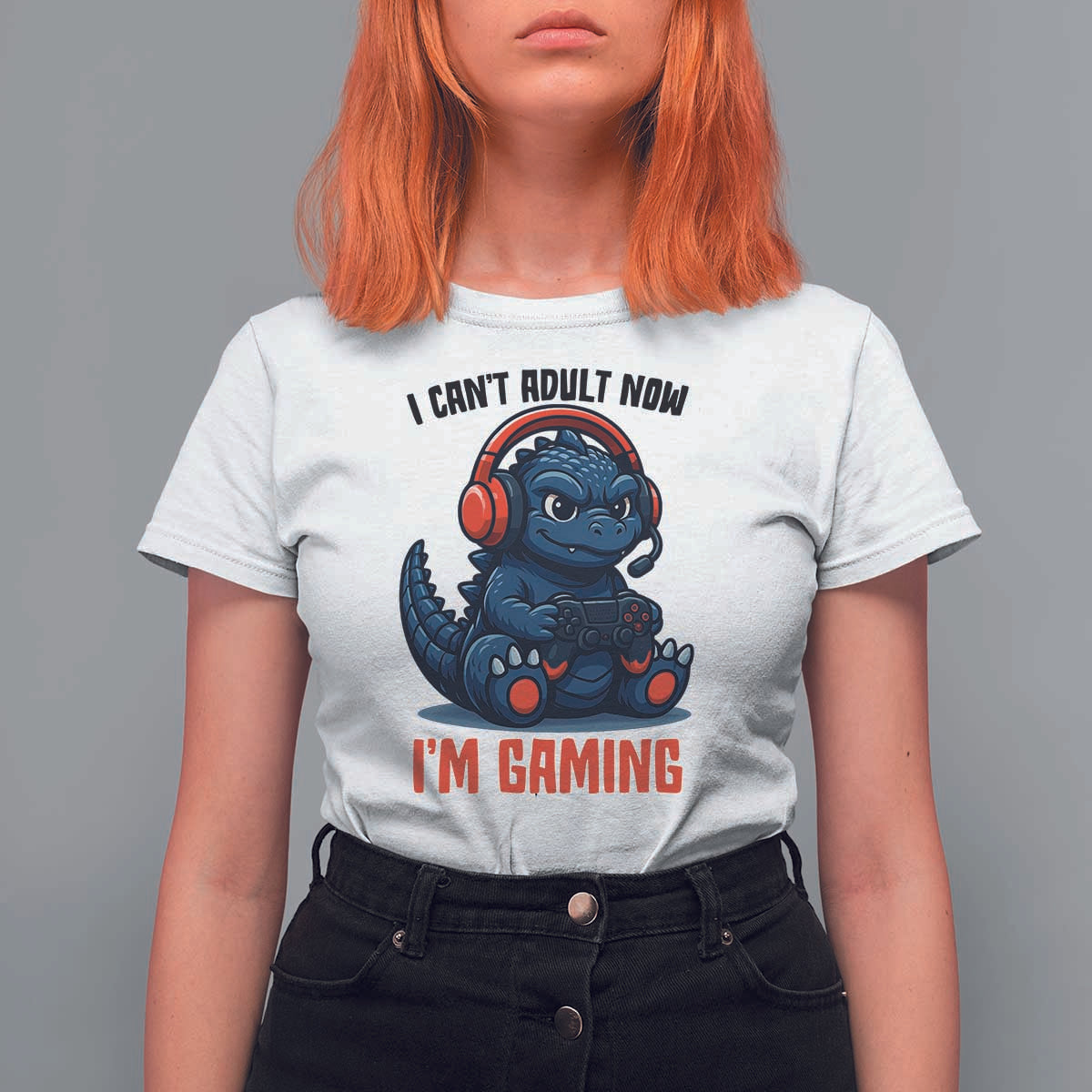 I Cant Adult Now Im Gaming T Shirt For Women Funny Monster Playing Video Game - Wonder Print Shop