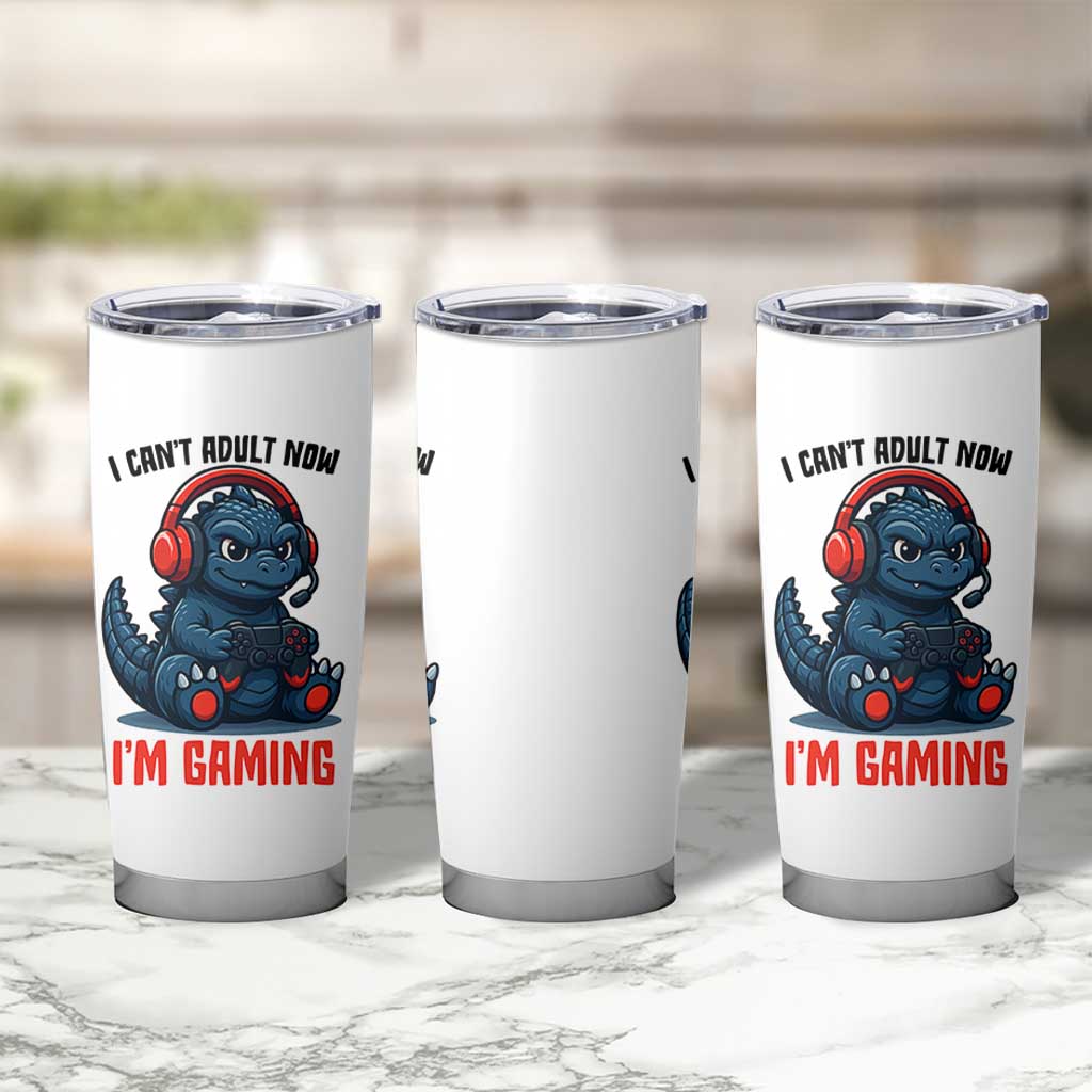 I Cant Adult Now Im Gaming Tumbler Cup Funny Monster Playing Video Game