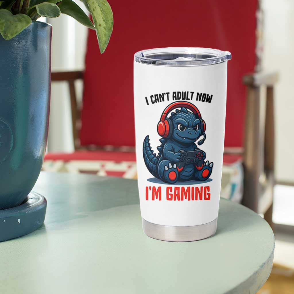 I Cant Adult Now Im Gaming Tumbler Cup Funny Monster Playing Video Game