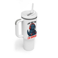 I Cant Adult Now Im Gaming Tumbler With Handle Funny Monster Playing Video Game