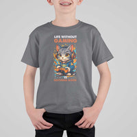 Funny Gamer Cat T Shirt For Kid Life Without Gaming Is Nothing Good - Wonder Print Shop