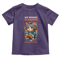 Funny Gamer Cat Toddler T Shirt Life Without Gaming Is Nothing Good - Wonder Print Shop