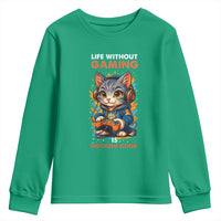 Funny Gamer Cat Youth Sweatshirt Life Without Gaming Is Nothing Good - Wonder Print Shop
