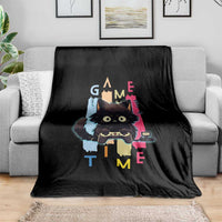 Game Time Throw Blanket Cute Black Cat Gamer Lover Gift - Wonder Print Shop