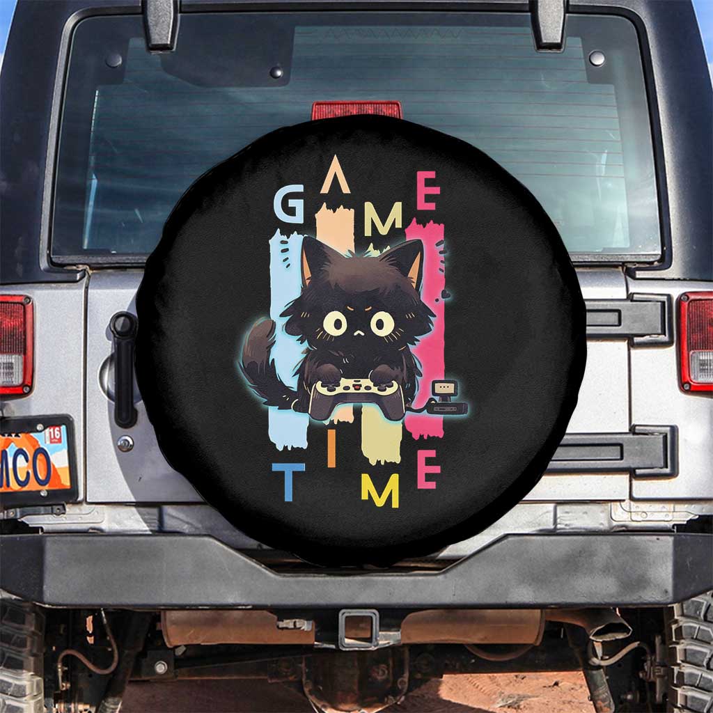Game Time Spare Tire Cover Cute Black Cat Gamer Lover Gift - Wonder Print Shop