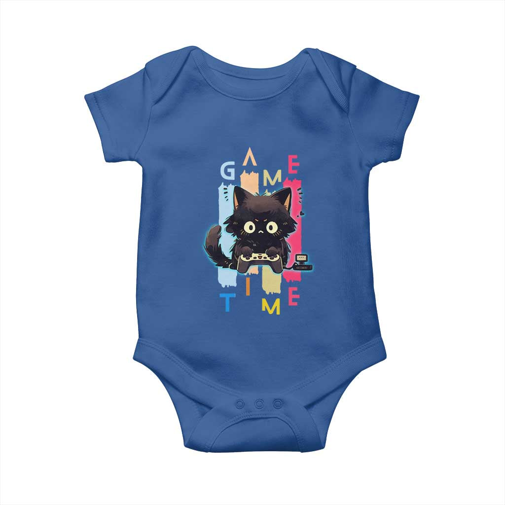 Game Time Baby Onesie Cute Black Cat Gamer Lover Gift - Wonder Print Shop