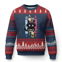 Game Time Ugly Christmas Sweater Cute Black Cat Gamer Lover Gift - Wonder Print Shop