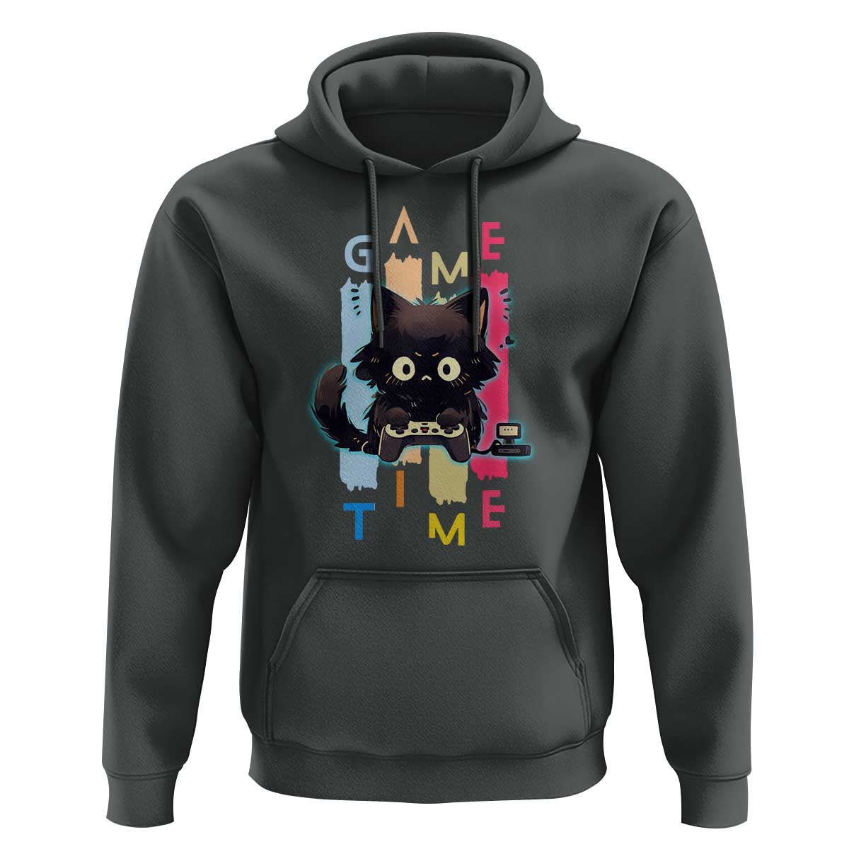Game Time Hoodie Cute Black Cat Gamer Lover Gift - Wonder Print Shop