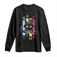 Game Time Long Sleeve Shirt Cute Black Cat Gamer Lover Gift - Wonder Print Shop