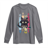 Game Time Long Sleeve Shirt Cute Black Cat Gamer Lover Gift - Wonder Print Shop