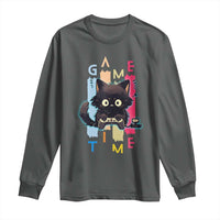 Game Time Long Sleeve Shirt Cute Black Cat Gamer Lover Gift - Wonder Print Shop