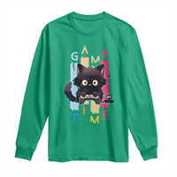 Game Time Long Sleeve Shirt Cute Black Cat Gamer Lover Gift - Wonder Print Shop