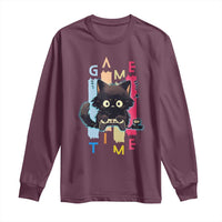 Game Time Long Sleeve Shirt Cute Black Cat Gamer Lover Gift - Wonder Print Shop