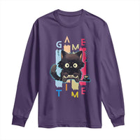 Game Time Long Sleeve Shirt Cute Black Cat Gamer Lover Gift - Wonder Print Shop