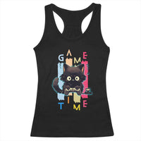 Game Time Racerback Tank Top Cute Black Cat Gamer Lover Gift - Wonder Print Shop