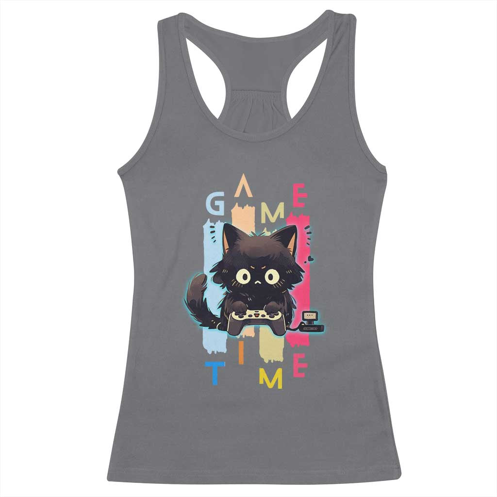 Game Time Racerback Tank Top Cute Black Cat Gamer Lover Gift - Wonder Print Shop