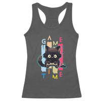 Game Time Racerback Tank Top Cute Black Cat Gamer Lover Gift - Wonder Print Shop