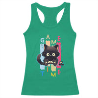 Game Time Racerback Tank Top Cute Black Cat Gamer Lover Gift - Wonder Print Shop